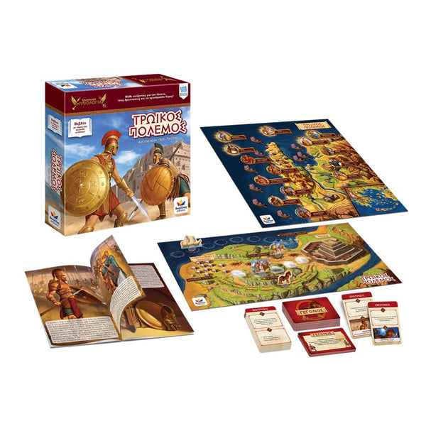 trojan war- helen of troy- greek book, board game, map