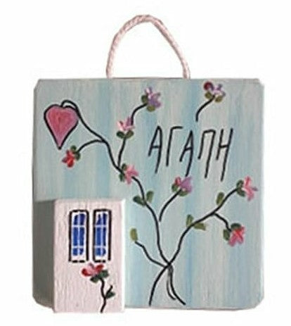 greek island wood art home decor, love