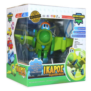 greek speaking gogodino toy. dinosaur to airplane toy